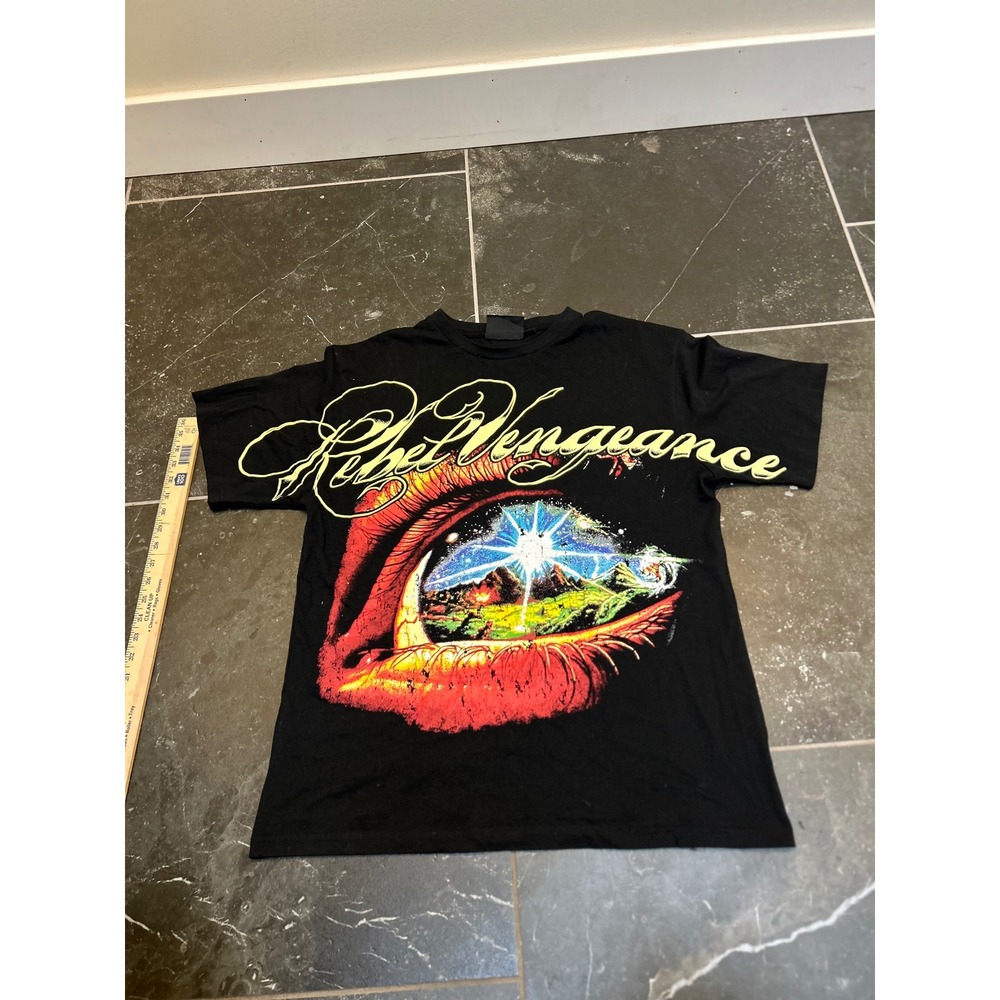 Rebel Vengeance Real Eyes Realize Real Lies Black Graphic Tee Shirt Mens Large